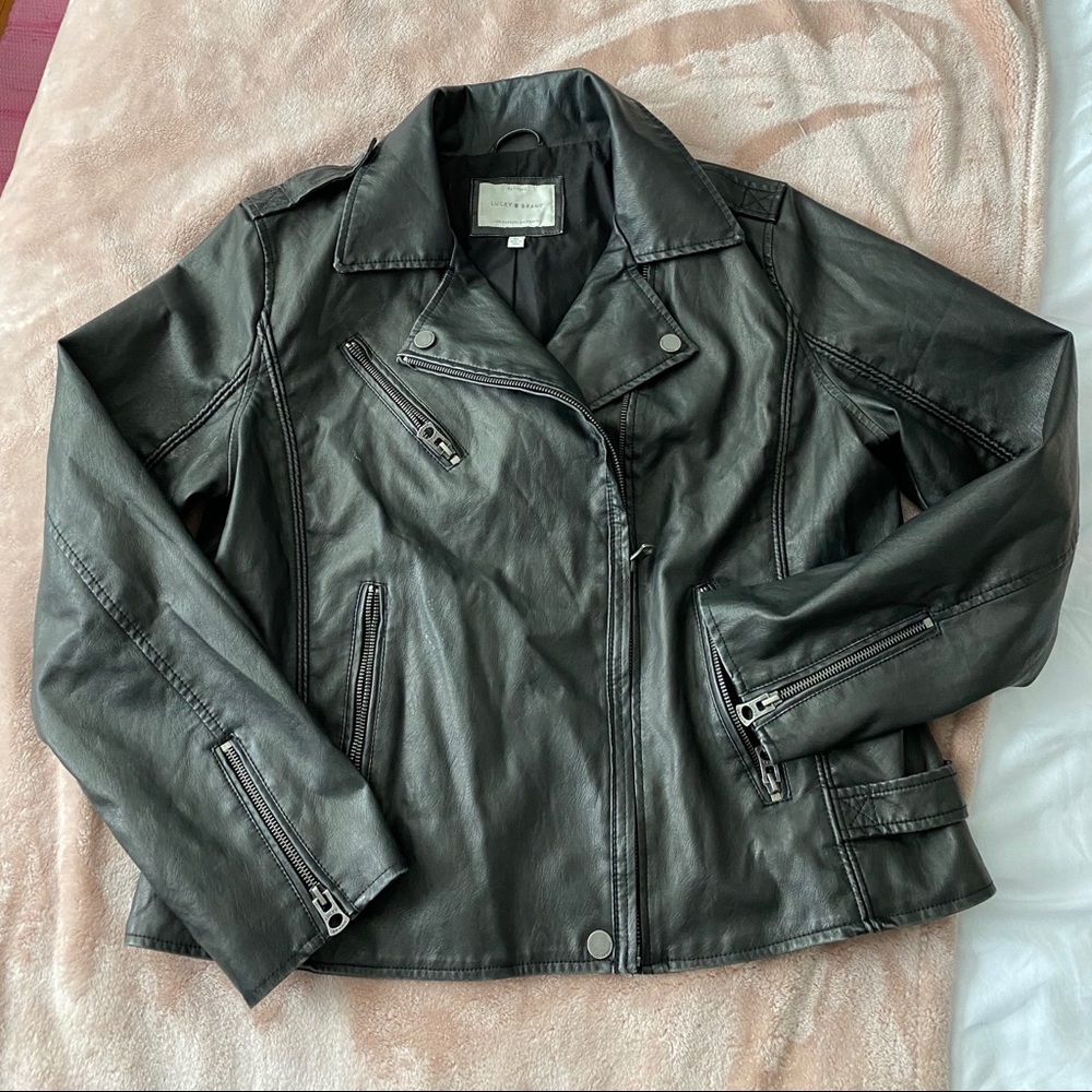 Lucky Brand (Faux) Leather Motorcycle Jacket